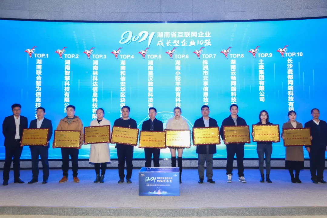 喜报！9001cc金沙登录荣获“2021年湖南省互联网最具成长型企业10强”